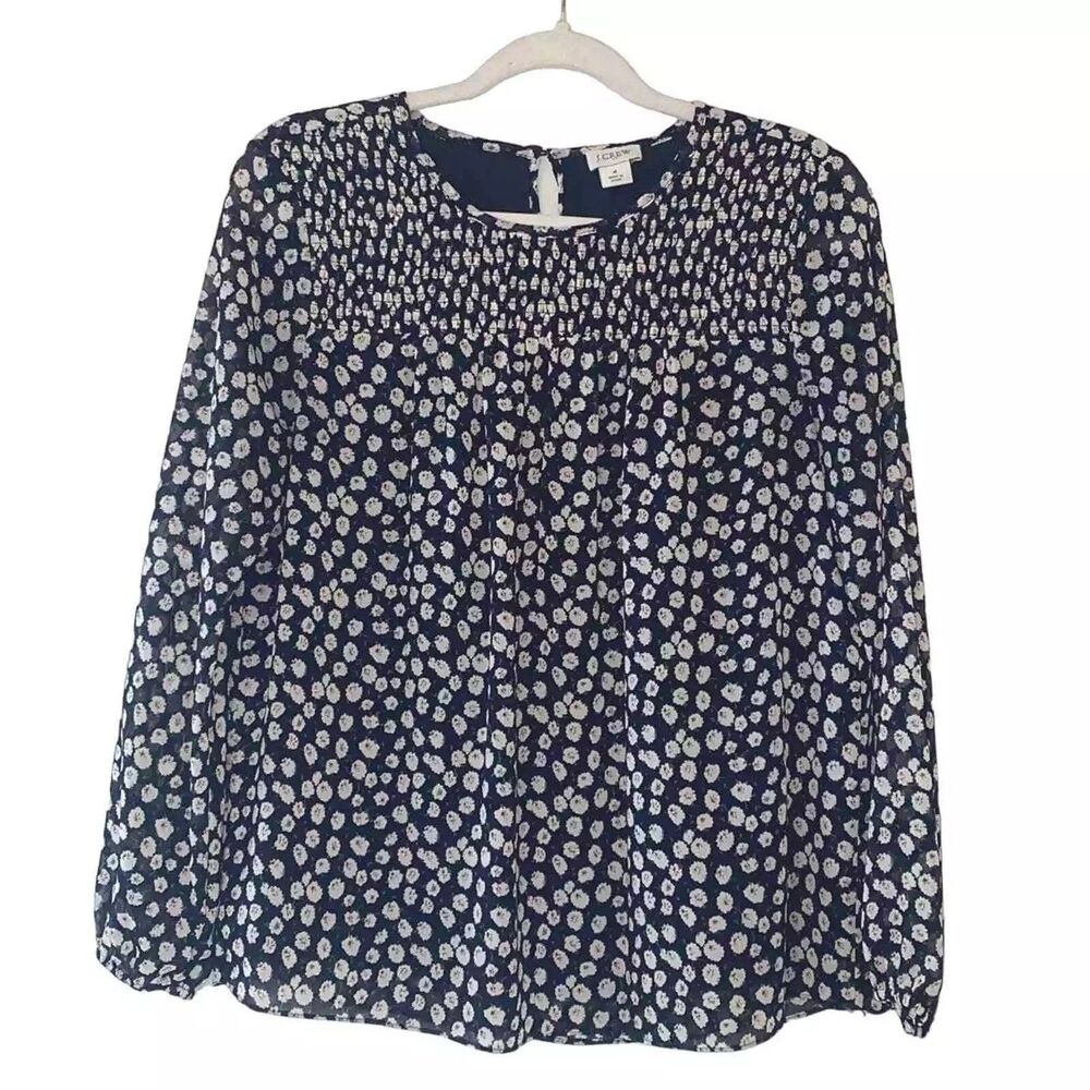 J.Crew Women's smocked long -Sleeve top Size XXS AL775